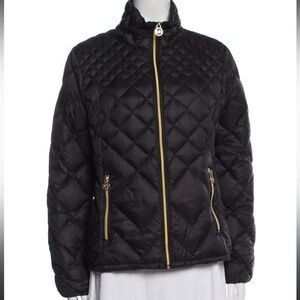 MICHAEL Michael Kors Black Quilted Puffer with Gold Zippers